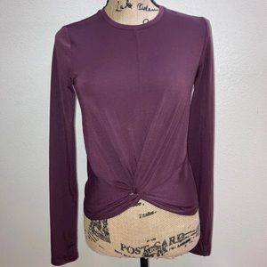 EUC Essence Long Sleeve Twist Top in Maroon or plum color. Size XS
